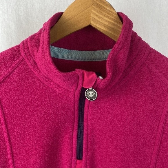 Under Armour Women's Pink Fleece Zip Neck Long Sleeve Top M - Picture 3 of 6
